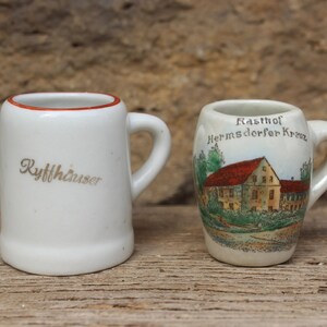 2er Set Souvenir Schnapsbecher Porzellan Vintage 30er 40er Jahre