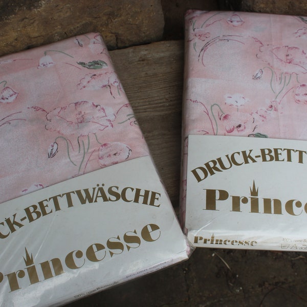 Linge de lit vintage 4 pièces PRINCESSE rose blanc floral dans son emballage d'origine années 80 90