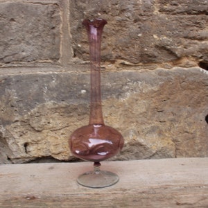 Vase Solifleur vase with foot glass mouth-blown smoked glass purple Lauscha Thuringia 60s 70s GDR