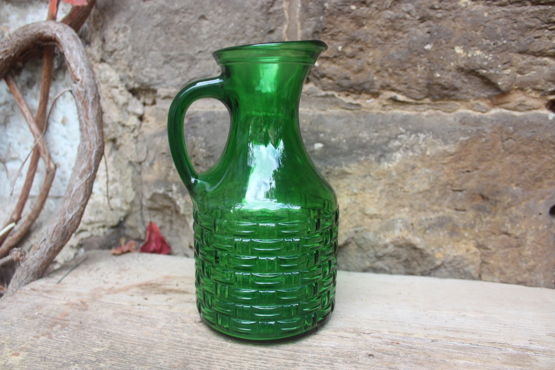 Glass Jug Juice Jug Emerald Green Pressed Glass BRF BORMIOLI Etsy