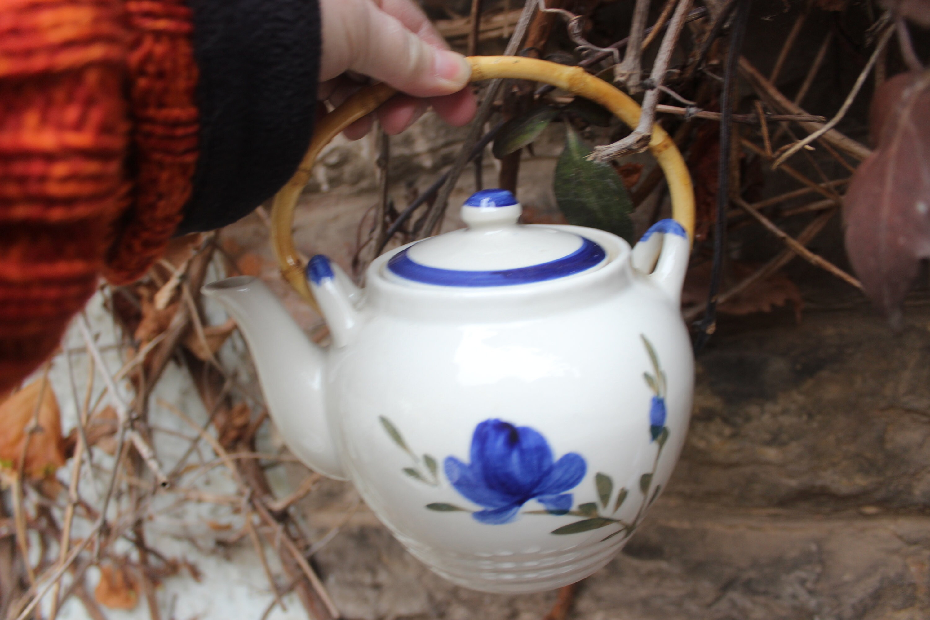 6 Pcs Tea Set Tea Service Hand Painted Flower Decor Bamboo 6 Pcs Tea Set Tea Service Hand Painted Flower Decor Bamboo