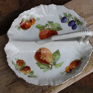 antique double bowl fruit bowl fruit plate bowl around 1900