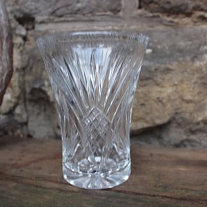 Crystal Vase 15.2 cm cut fan decor 24% lead crystal 30s Art Deco