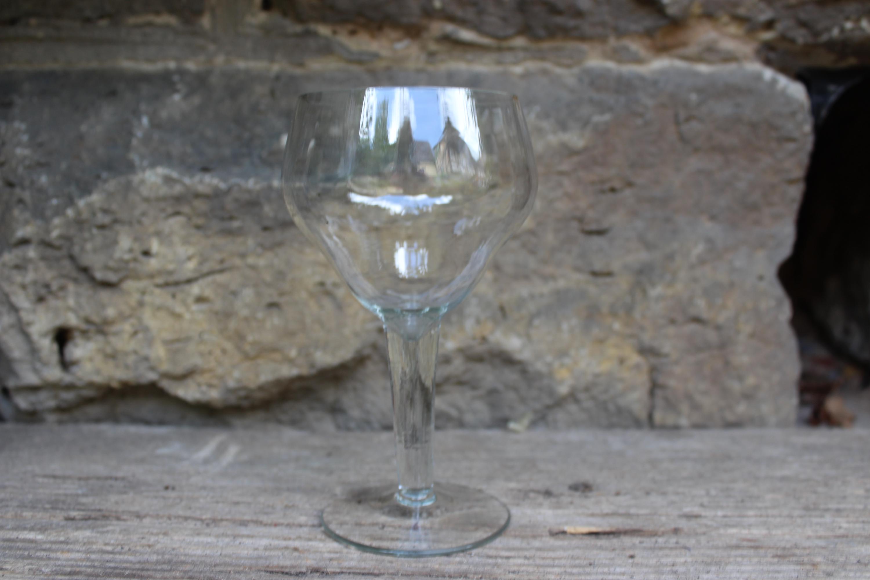 Art Deco Wine Goblet Roman Curved Shape Thick Stem Mouth