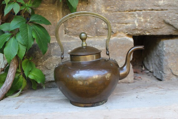 希少品】純銅製ケトル 真鍮ハンドル付き 希少品】純銅製ケトル 真鍮
