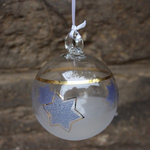 Window ball Christmas ball star gold decor satin glass 80s 90s