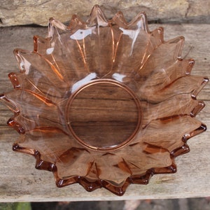 Schüssel Schale gezackter Rand Rosalinglas rosa Glas Pressglas 50er Jahre DDR Art Deco Stil