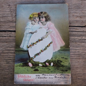 Cartolina Art Nouveau / Buona Pasqua / litografia / usata / Pasqua 1905