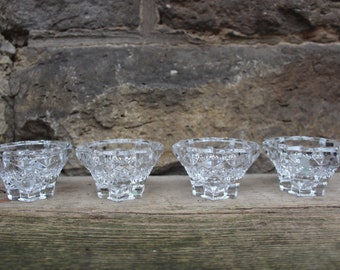 Set of 4 candlesticks 24% lead crystal candle holder tealight bowls 70s 80s GDR