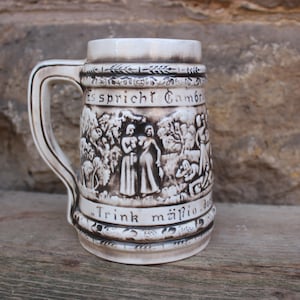 Beer mug &quot;It speaks Gambrinus, the Lord and King&quot; Sitzendorf Porcelain DDR GDR