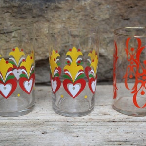 3 Juice Glasses Lemonade Glasses Water Glasses Pop Art Glasses Vintage 70s GDR