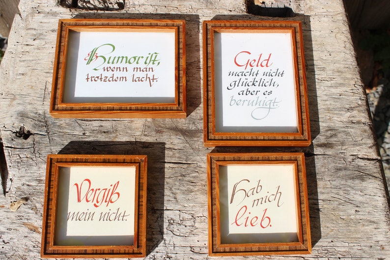 Set of 4 Sayings Wooden Frame Midcentury Vintage GDR  Etsy