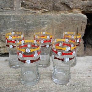5 lemonade glasses 0.3 l juice glasses water glasses pop art glasses vintage 70s GDR