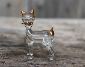 mini Katze Glasfigur Glas Figur mundgeblasen Vintage