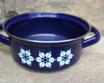 Enamel Pot Flower Decor Kitchen Vintage DDR