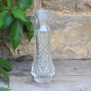 Crystal Vase Solifleurvase 21.5 cm waffle pattern 24% lead crystal 60s 70s GDR