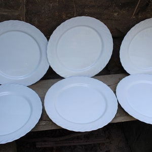Set of large dinner plates 31.5 cm pizza plates dining plates opal glass Arcopal Vintage 90s France