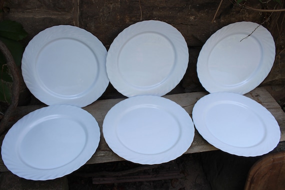 Set di piatti piani grandi 31,5 cm piatti pizza piatti piani vetro opalino  Arcopal Vintage anni '90 Francia -  Italia