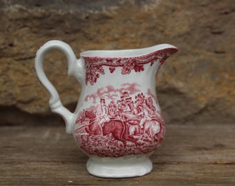 Jarra de leche Myotts Country Life Transferware Escenas inglesas Staffordshire Gres Años 80