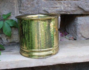 large brass planter flower pot plant bowl vintage 70s
