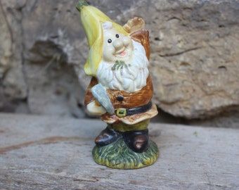 Mini garden gnome, ceramic garden decoration, 1990s