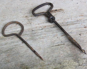 2 antique rusty hand drills rustic drills iron farm farmhouse decoration