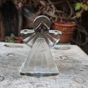 Angel Candlestick Glass Block Glass BOZEN Glass Figure Vintage
