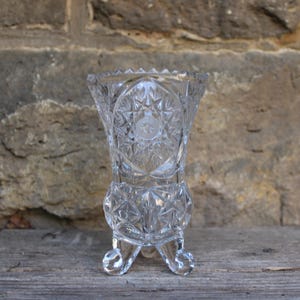 Vase foot vase 24% lead crystal Anna Hütte star decor 60s 70s GDR