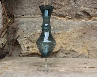 filigree vase goblet smoked glass mouth-blown Lauscha 60s 70s vintage GDR GDR