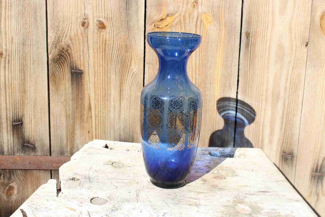 Vase à jacinthe en verre ancien art déco - brocante