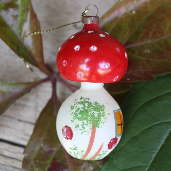 ancient fly agaric mushroom Christmas tree decorations Christmas ornaments glass Lauscha Germany 30s 40s