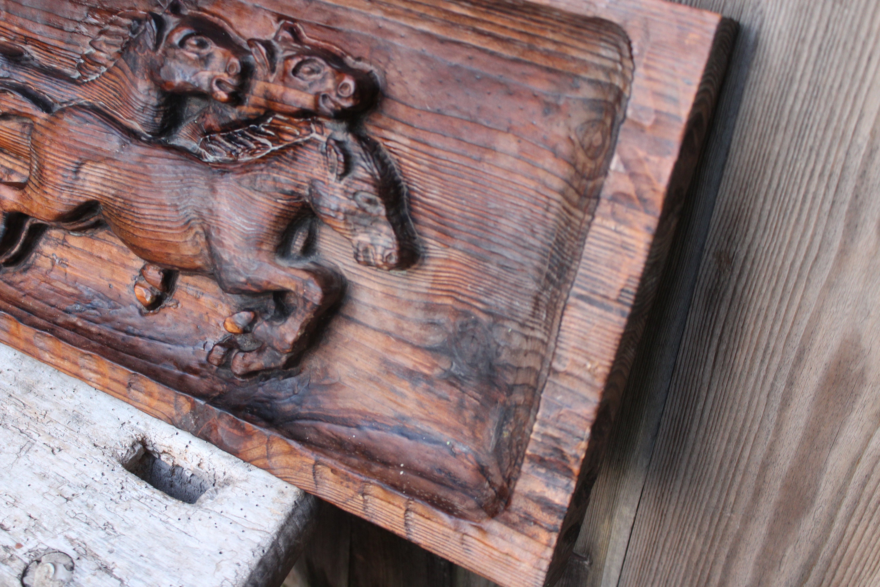 Galloping Horses Wood Relief Wood Relief Carved Handmade Etsy