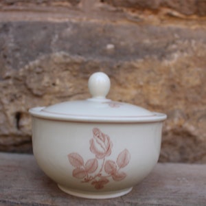 Sugar bowl with rose decoration Hutschenreuther Selb Porcelain 50s 60s West Germany