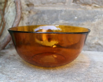 Vereco bowl, amber glass, France, mid-century 1970s