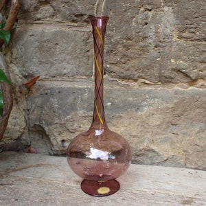 filigree thread glass vase purple glass mouth-blown Lauscha 60s 70s Vintage DDR GDR