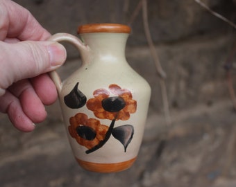 Mini Vase Henkelvase Vintage Blumendekor 60er 70er Jahre