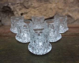 6 shot glasses pressed glass 60s 70s GDR GDR