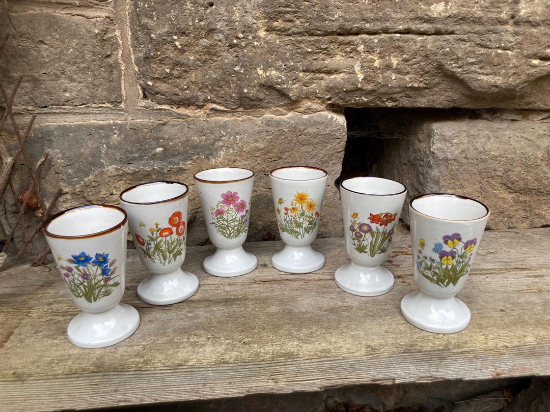6 Eisbecher Keramik Vintage 80er Jahre