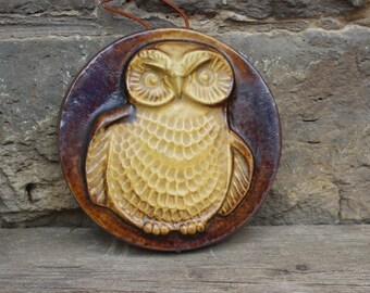 Steuler owl wall plate wall tile 70s WGP West Germany
