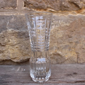 Crystal Vase 15.3 cm geometric pattern 24% lead crystal 60s 70s GDR