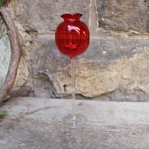 Glass goblet goblet foot bowl glass mouth-blown red Lauscha Thuringia 60s 70s GDR