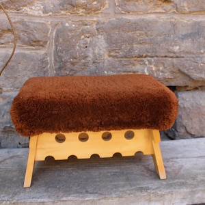 Plush Stool Upholstered Stool Stool 50s 60s GDR