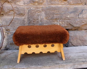 Plush stool upholstered stool 50s 60s GDR