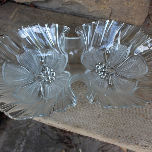 Kabarettschale MIKASA Hibiscus Frost Walther Glas Blumendekor 90er Jahre Vintage