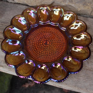 Carnival Glass Egg Plate Egg Plate Serving Plate Serving Plate Iridescent Glass USA