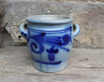 small ceramic pot earthenware pot lard pot stoneware salt glaze 50s 60s
