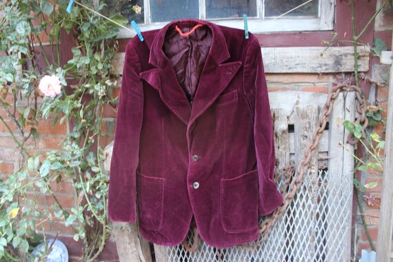 70s Velvet Jacket Jacket Burgundy Henry Morell Vintage Wedding