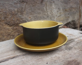 Melitta Copenhagen soup cup saucer brown amber ceramic 70s West Germany