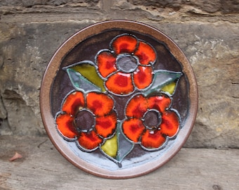 工芸品 Vintage Ruscha Fat Lava Wall Plate RUSCHA Orange and Bronze Mid Century Fat Lava Wall Plate