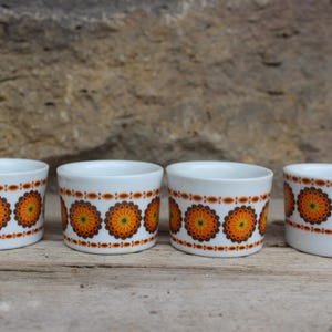 4 Eierbecher Prilblumen Dekor Mitterteich Bavaria Porzellan 70er Jahre West Germany